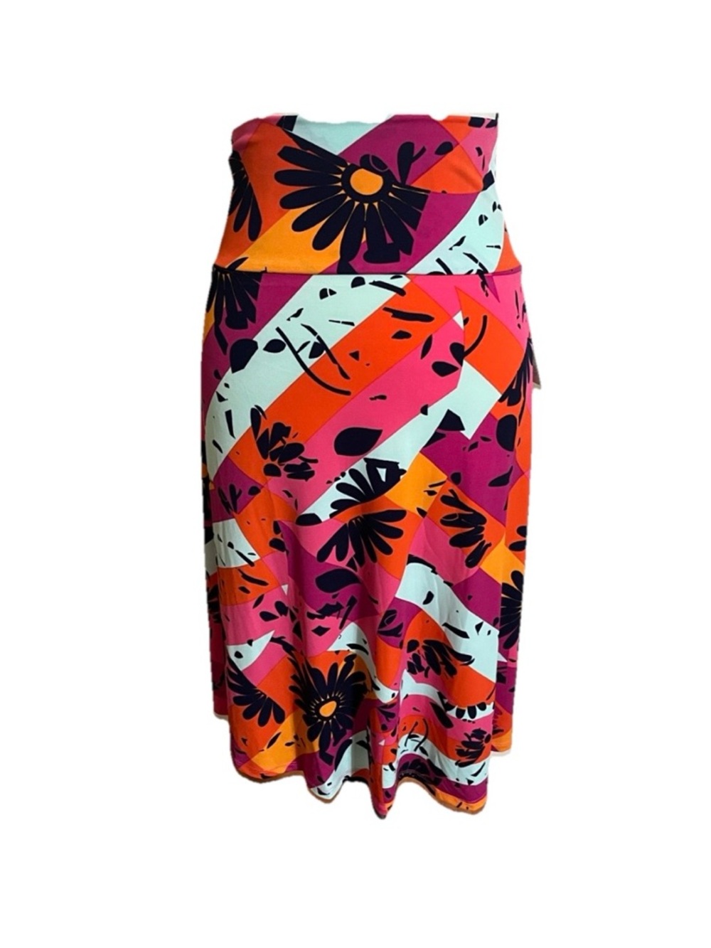 LuLaRoe A-Line Skirt Sz XL AZURE Geometric Print Closet Staple Feminine Flowy
